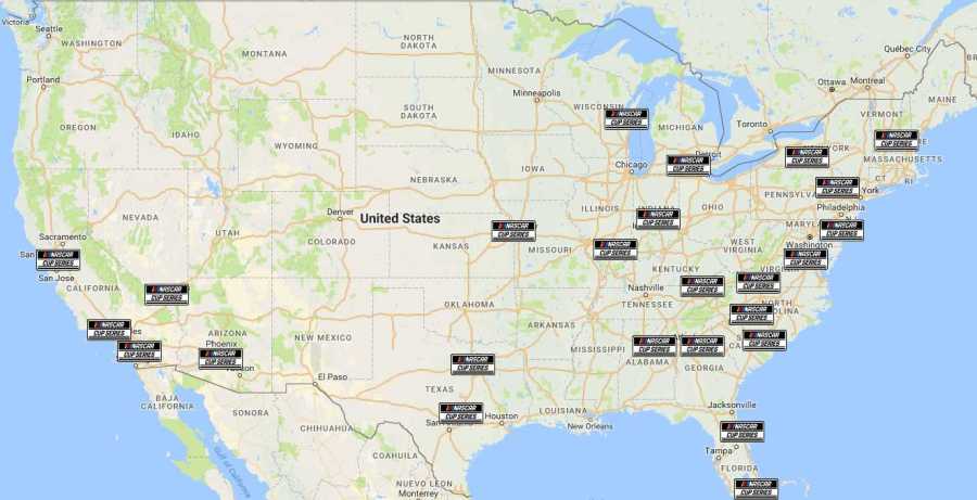 2022 NASCAR Cup Series Map